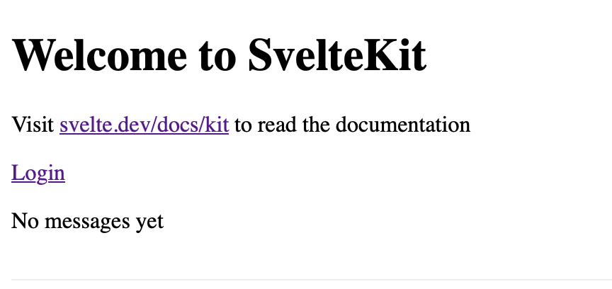 Simple login link displayed on the guestbook homepage