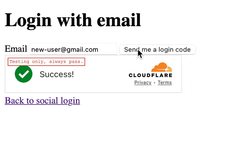 Animation showing complete authentication flow with user logging in via OTP, setting profile name, and posting to guestbook